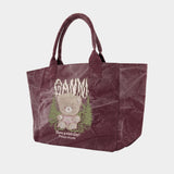 Medium Trapeze Snow Teddy Shopper Bag - Ganni - Cotton - Multicolor
