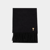 Ami De Coeur Patch Scarf - AMI Paris - Wool - Black