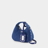 Hobo Mini Studs Purse - Ganni - Cotton - Blue