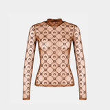 Moonogram Ls Highneck T-Shirt - Marine Serre - Synthetic - Brown