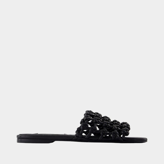 Braided Bandeau Sandals - TOTEME - Leather - Black