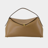T-Lock Top Handle Purse - TOTEME - Leather - Beige