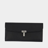 T-Lock Grained Coin Purse - TOTEME - Leather - Black