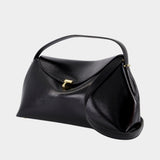 T-Lock Naplack Top Handle Purse - TOTEME - Leather - Black