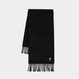 Ami De Coeur Patch Scarf - AMI Paris - Wool - Black