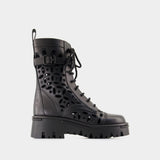 Combat lace-up boots - Valentino - Leather - Black