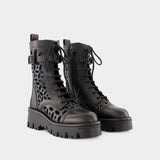 Combat lace-up boots - Valentino - Leather - Black