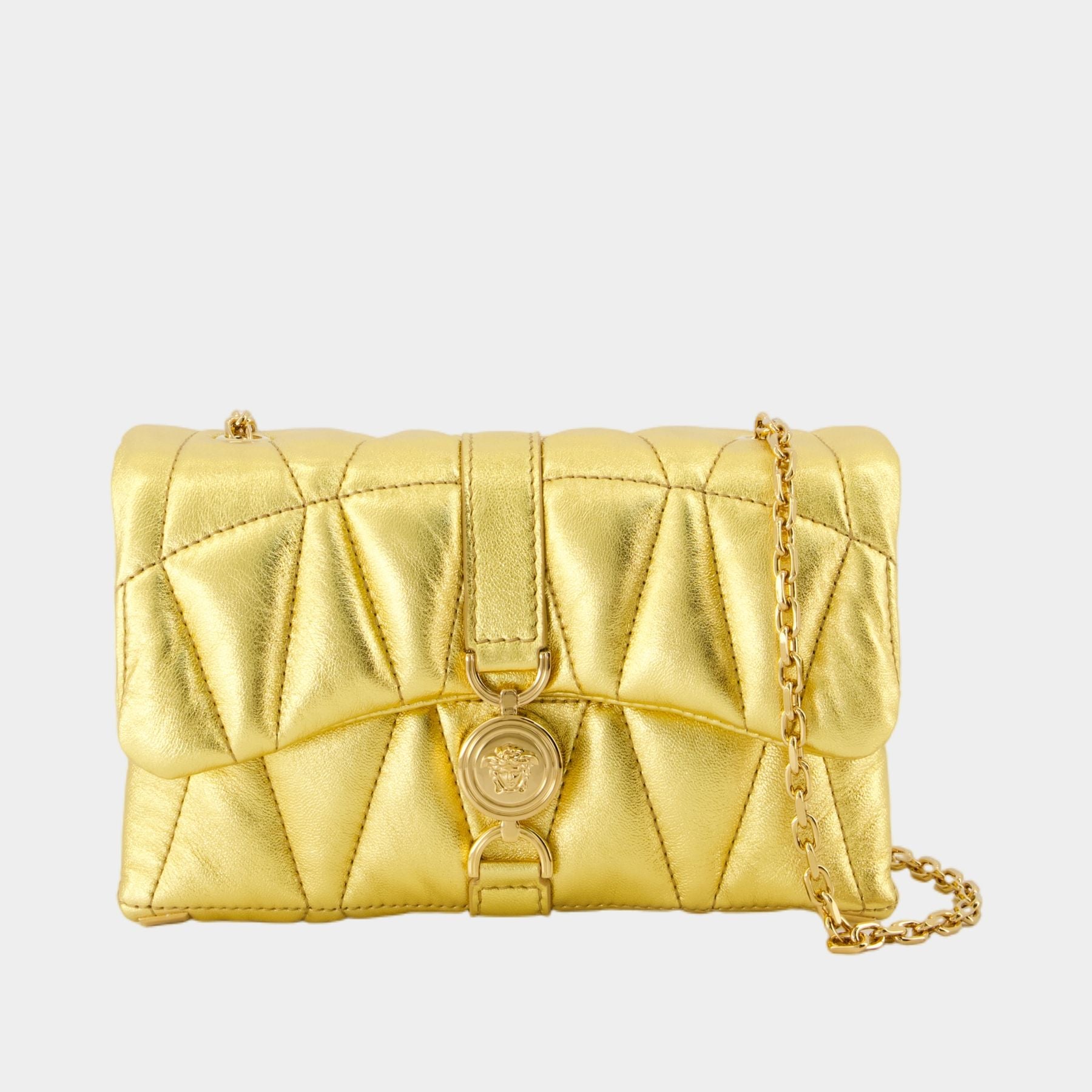ショルダーバッグ・ポシェット Versace Kleio Mini Crossbody - Leather - Gold Kleio Quilted Mini Bag Black,Gold | VERSACE US