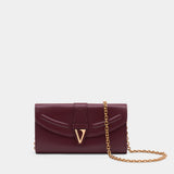 Wallet On Chain - Versace - Leather - Burgundy