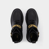 Vlogo Signature Combat Boot in Black Leather