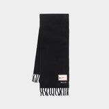 Fluffy Smash With Label Scarf - Lanvin - Wool - Black