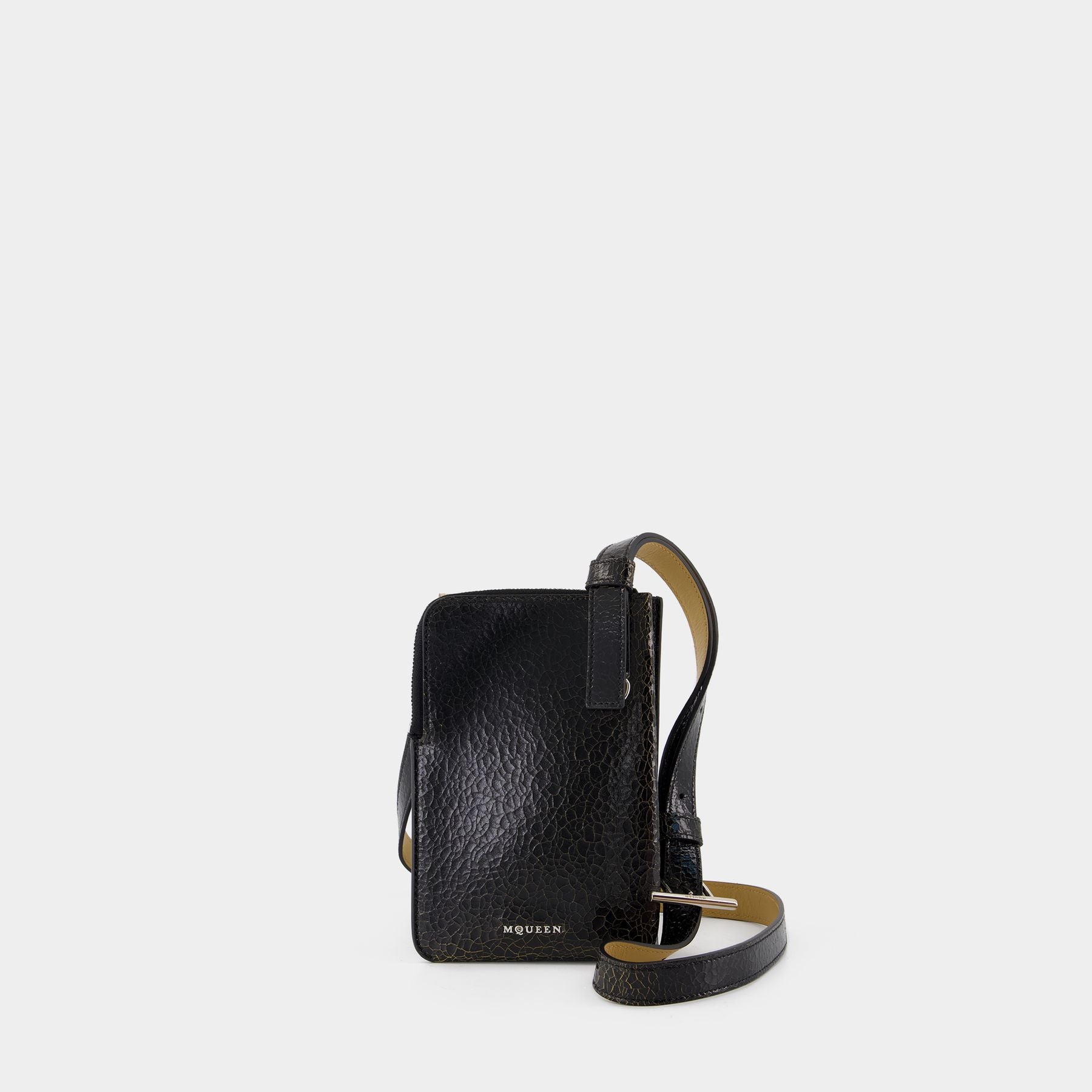 ショルダーバッグ alexander mcqueen Black leather Sling crossbody bag Alexander McQueen Black Leather Sling Crossbody Bag