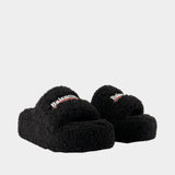 Furry Platform Sandals - Balenciaga - Synthetic - Black