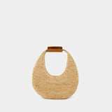Moon Shoulder Bag - Staud - Raphia - Neutral