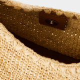 Moon Shoulder Bag - Staud - Raphia - Neutral