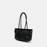 Biscuit Shopper Bag - Osoi - Raffia - Black