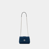 Kira Diamond Quilt Small Convertible Bag - Tory Burch - Leather - Blue