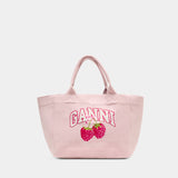 Medium Trapeze Shopper Bag - Ganni - Cotton - White