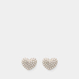 Heart Pave Earrings - Marc Jacobs - Brass - Silver