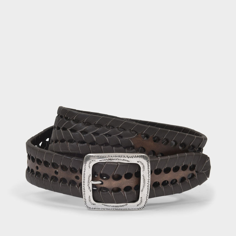 Braided Belt in Brown Leather