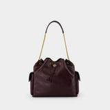 Charlie Large Shoulder Bag - Tory Burch - Leather - Burgundy