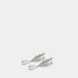Crystal Pearl Droplet Earrings - SELF PORTRAIT - Synthetic - Silver