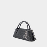 Lock Top Handle Purse - Tory Burch - Leather - Black