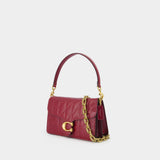 Quilted Glazed Chain Tabby Shoulder Bag - Coach - Leather - Red