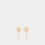 Coral Pearl Earrings - SELF PORTRAIT - Metal - Gold