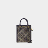 T Monogram Mini Tote - Tory Burch - Cotton - Tory Navy