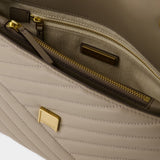 Kira Chevron Bag - Tory Burch - Leather - Grey