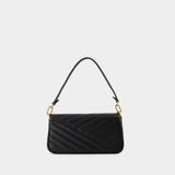 Kira Chevron Small Flap Hobo Bag - Tory Burch - Black - Leather