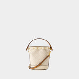T Monogram Mini Bucket Bag - Tory Burch - Cotton - Ivory