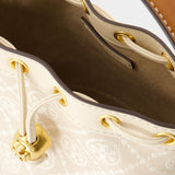 T Monogram Mini Bucket Bag - Tory Burch - Cotton - Ivory