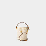 T Monogram Mini Bucket Bag - Tory Burch - Cotton - Ivory
