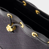T Monogram Bucket Bag - Tory Burch - Cotton - Black