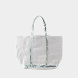 Shopping bag L - Vanessa Bruno - Linen - Aqua Blue