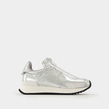 Mirror Zip Sneakers in Silver PVC