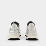 Mirror Zip Sneakers in Silver PVC
