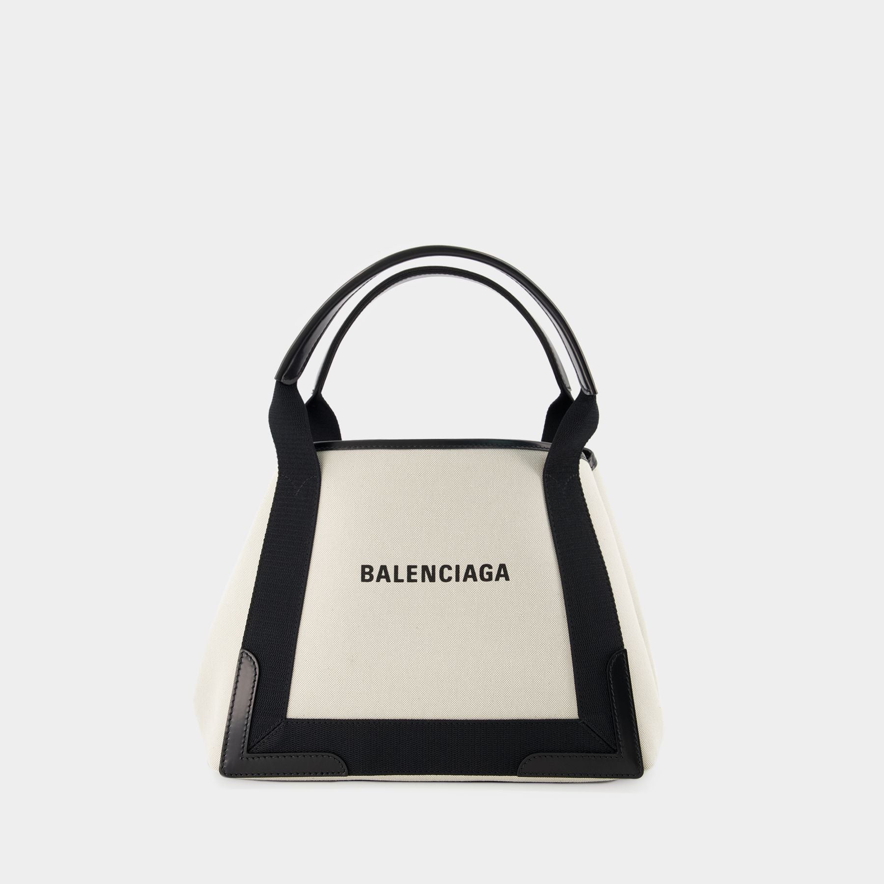 Navy Cabas S Bag - Balenciaga - Natural/ Black - Canva