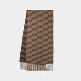 Sc All Over Blanket Scarf - Balenciaga - Beige/Brown - Wool