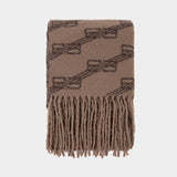 Sc All Over Blanket Scarf - Balenciaga - Beige/Brown - Wool