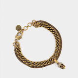 Pave Double Chain Necklace in Brass