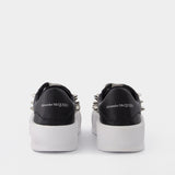 Oversize Sneakers in Black & Silver Leather
