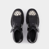 Loafers With Studs in Black Leather