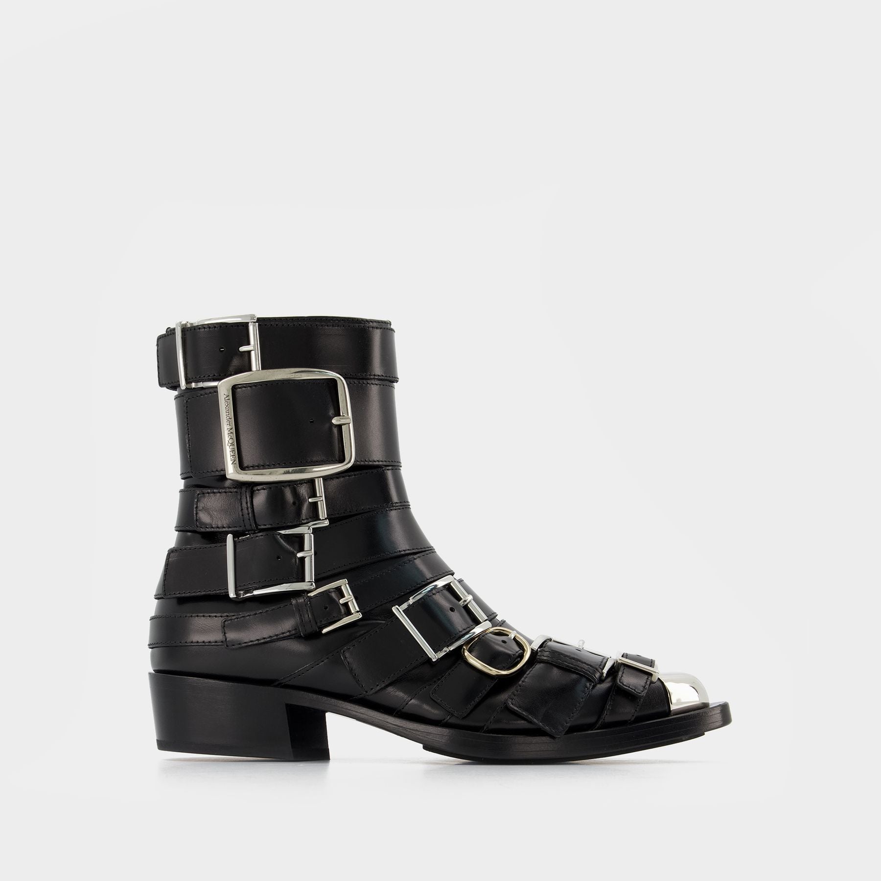 Alexander Mcqueen Black Leather Boxcar Ankle Boots Alexander McQueen boxcar Ankle Boots Alexander McQueen main image 2