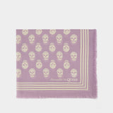 Ca Biker 120X140 Scarf - Alexander Mcqueen - Lilac/White - Wool