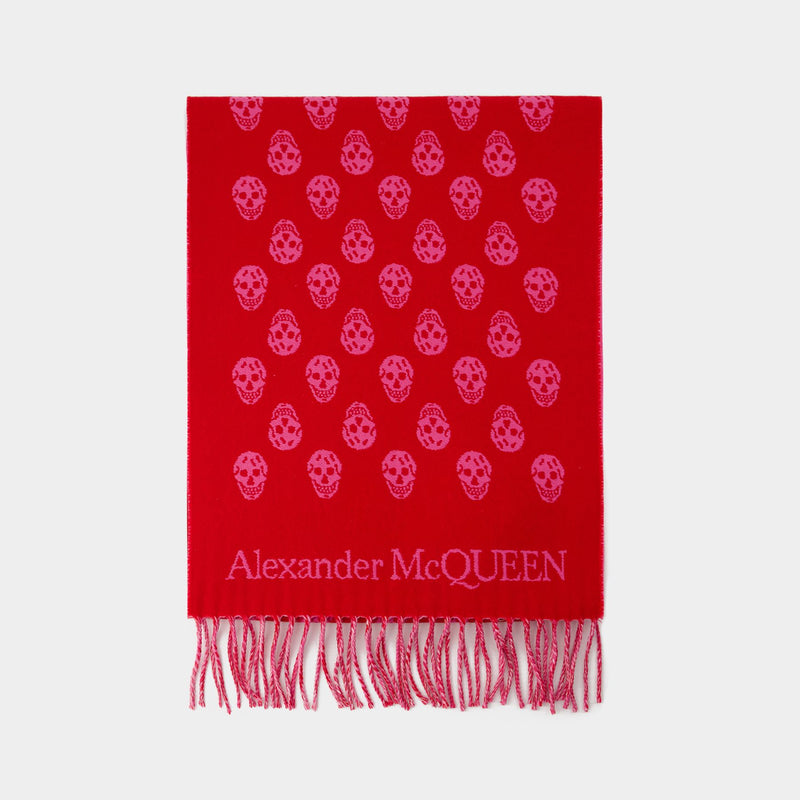 Ribbon Reverse Scarf - Alexander McQueen - Wool - Red