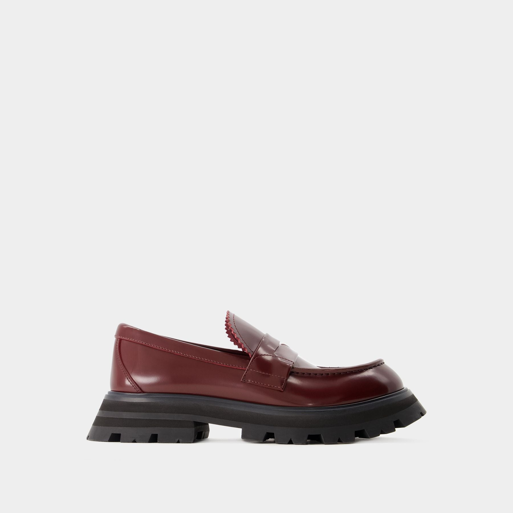 Alexander McQueen Leather Women Loafers - Burgundy Alexander McQueen Leather Women Loafers - Burgundy