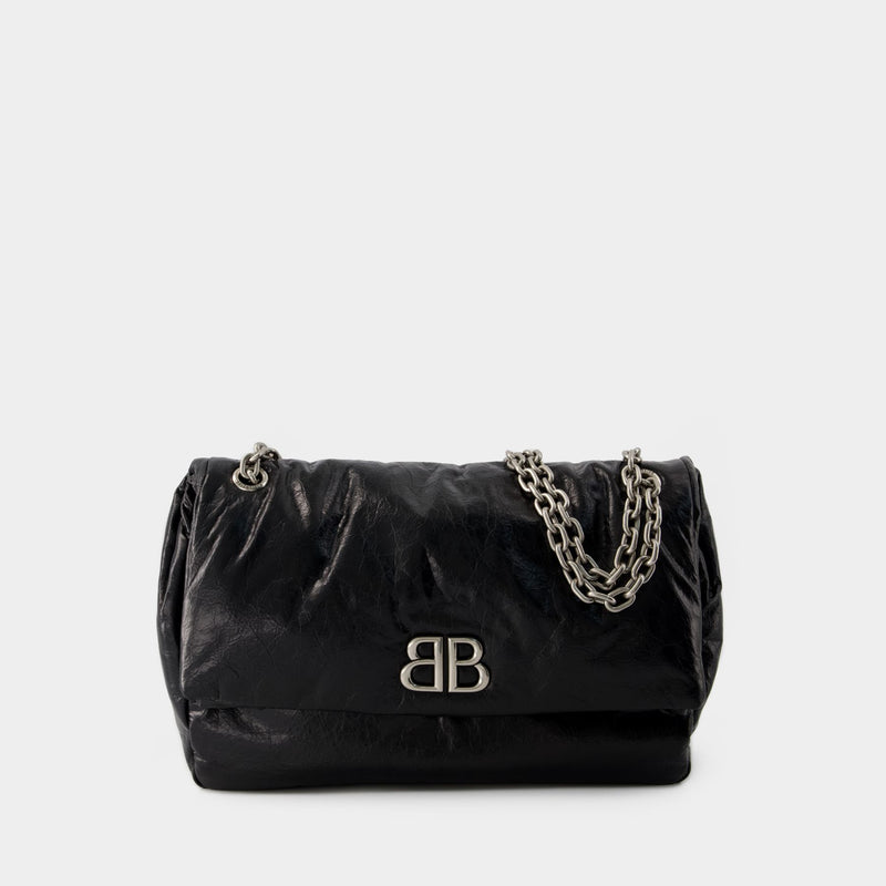 Monaco Hobo Bag M - Balenciaga - Leather - Black